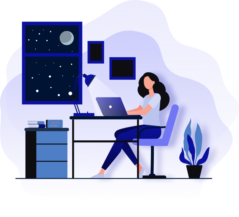 Women Freelancer working at night